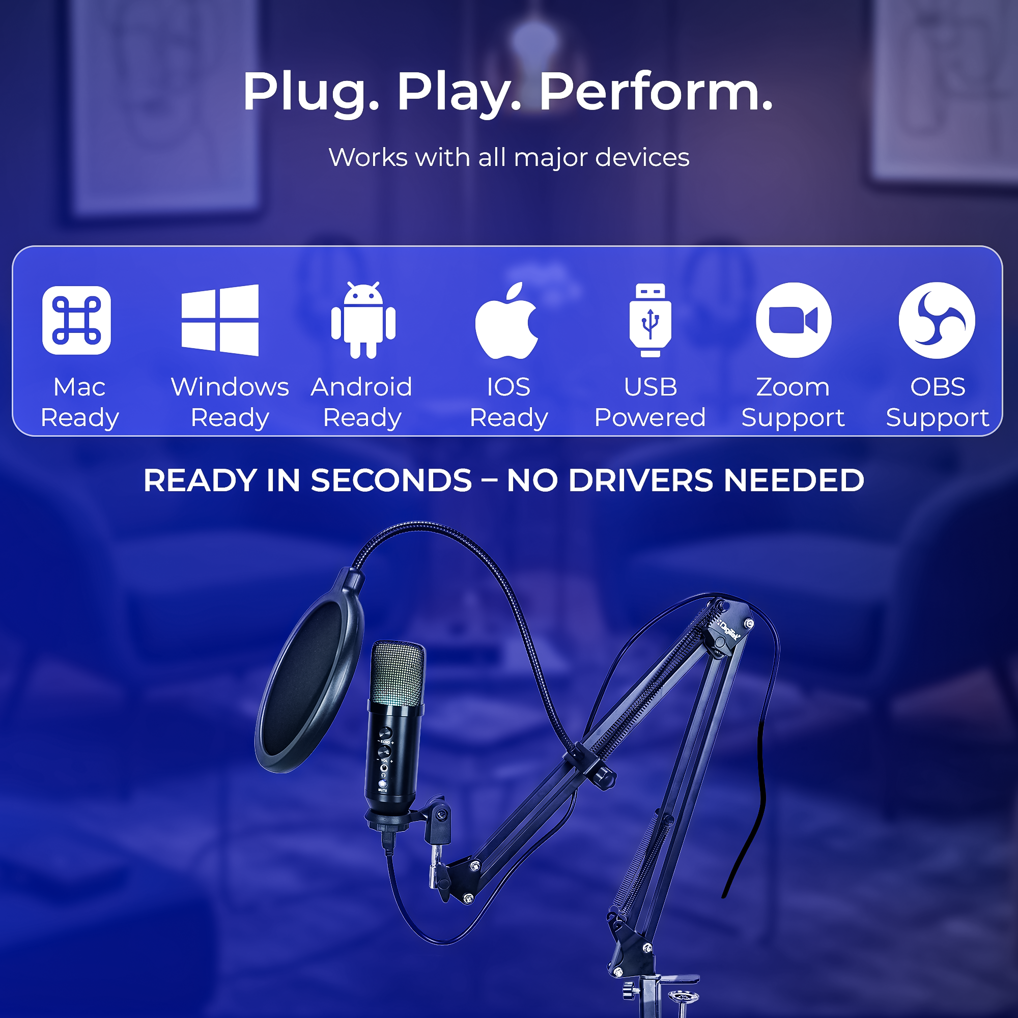 Digitek (DM 401) RGB USB Condenser Podcasts\ Gaming Microphone Kit