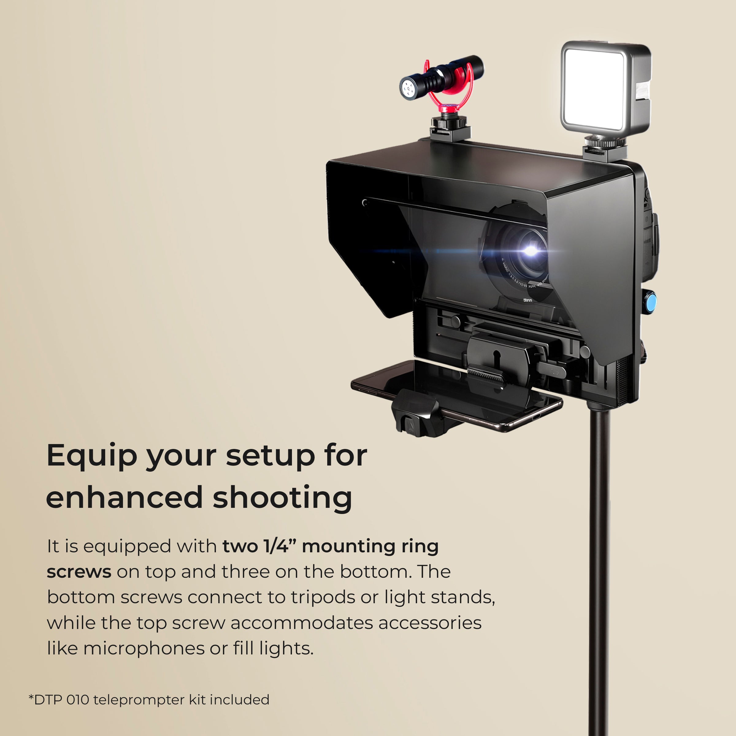 Digitek (DTP 010) 10†Digitek Teleprompter for Smartphone & DSLR Supports w/Remote Control, APP Compatible with iOS & Android System for Video Creator - Digitek