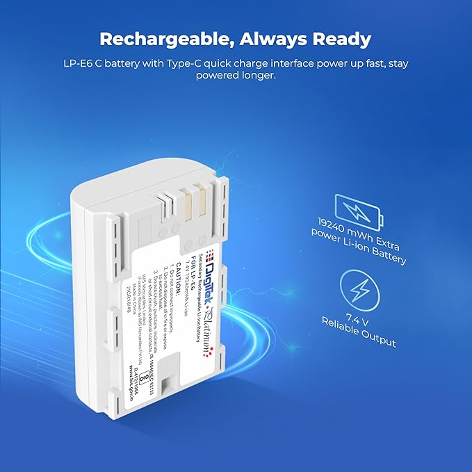 Digitek Platinum (LP-E6 Type C) 3000mAh  Li-ion Battery for Canon Cameras