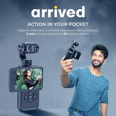 Digitek (DAC 202) 5K 3-Axis Handheld Action Camera with AI Face Tracking