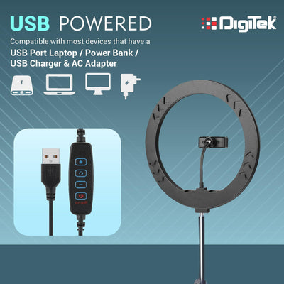 Digitek (DRL-14C) Professional (31cm) Dual Temperature LED Ring Light with Tripod Stand & Mini Tripod for YouTube, Photo-Shoot, Video Shoot, Live Stream, Makeup, Vlogging & More - Digitek